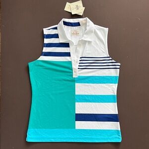 EP Pro Striped Sleeveless Polo Top
